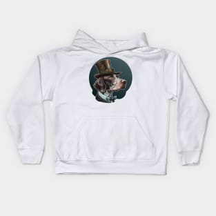 German shorthaired pointer with top hat Kids Hoodie